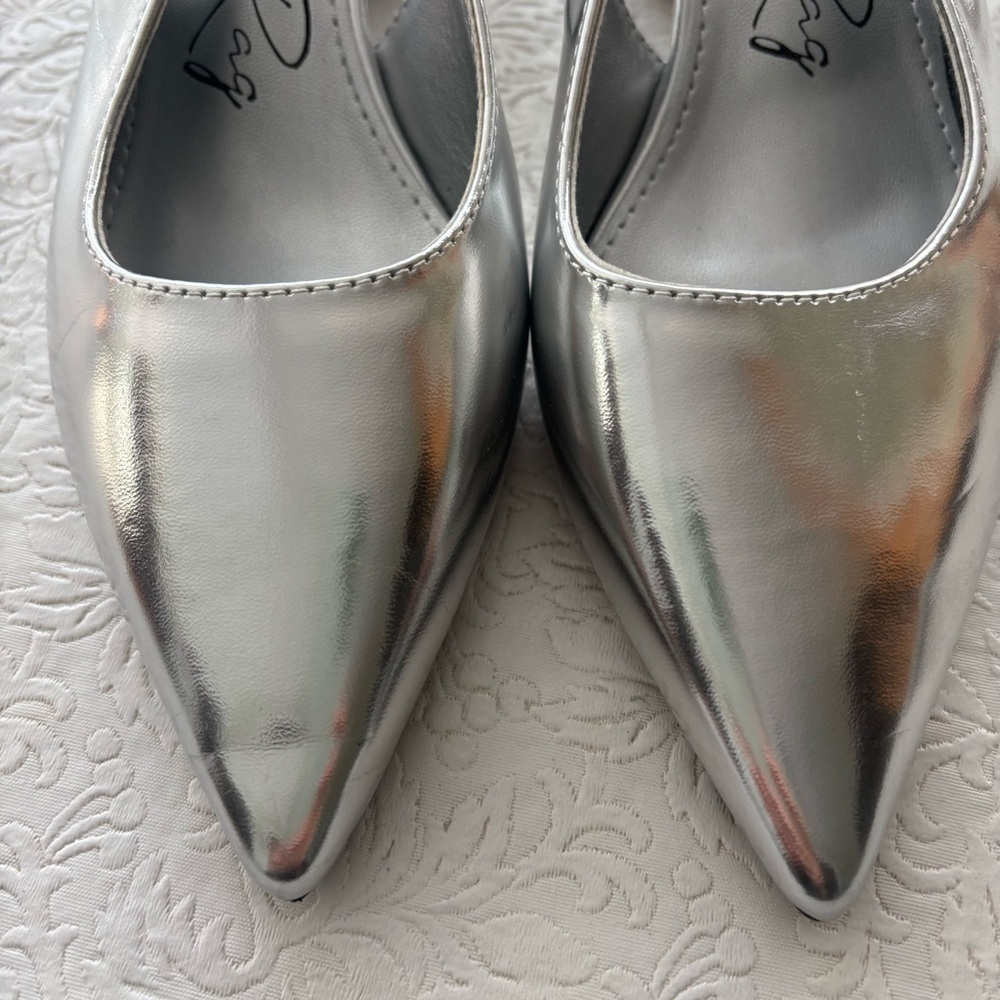 London Rag Silver Slingback Block Heel Pump, Size 7.5-8 - Picture 11 of 15